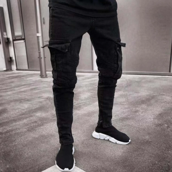 Pantalon cargo slim noir homme