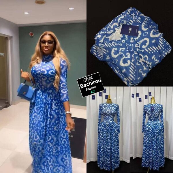Robe africaine bleu et blanc en wax