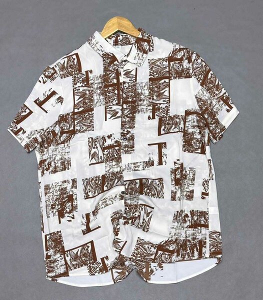Chemise à motifs marrons pour hommes