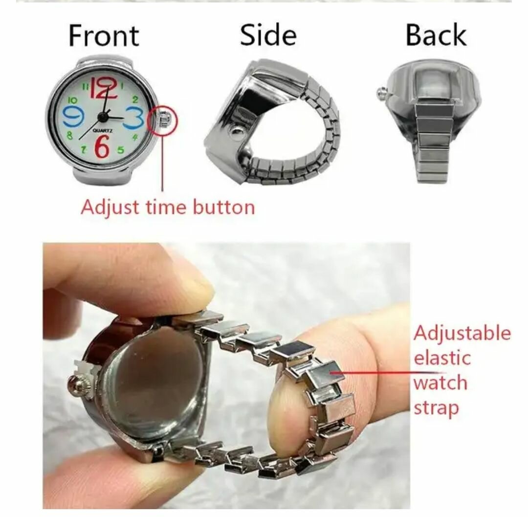 Montre Anneau Réglable en Acier