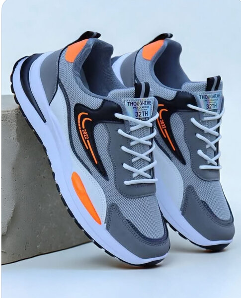 Chaussures de sport gris-orange