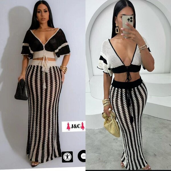 Chic ensemble jupe en laine lourd S M L XL 2XL