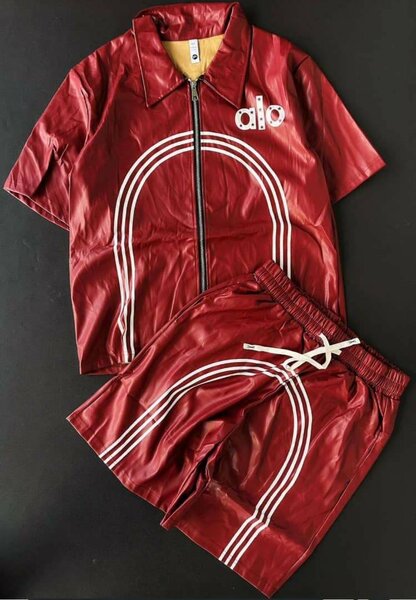 Ensemble survêtement en cuir rouge adidas