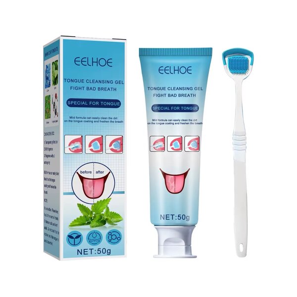 TONGUE CLEANING GEL AND TONGUE SCRAPER