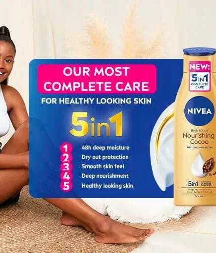 Nivea 5 in 1 cocoa butter lotion.