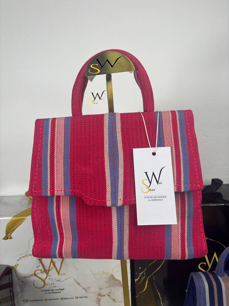 Sac à main en tissu rayé