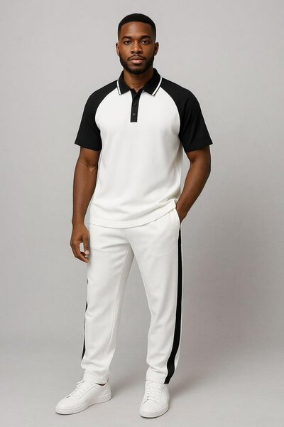 Ensemble sportif blanc et noir