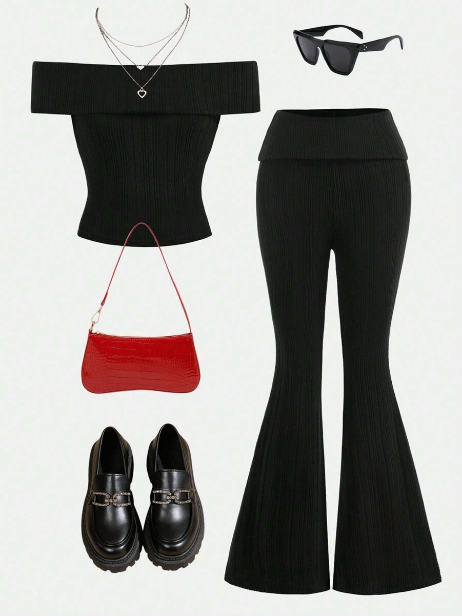 Ensemble Évasé Deux Pièces Noir