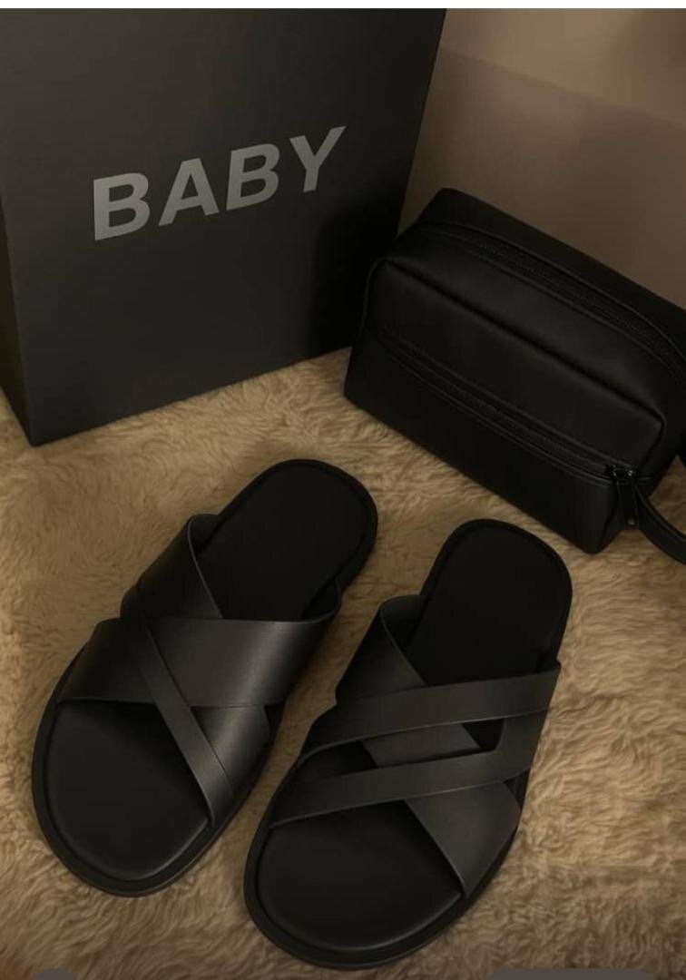 Slides en cuir pour homme