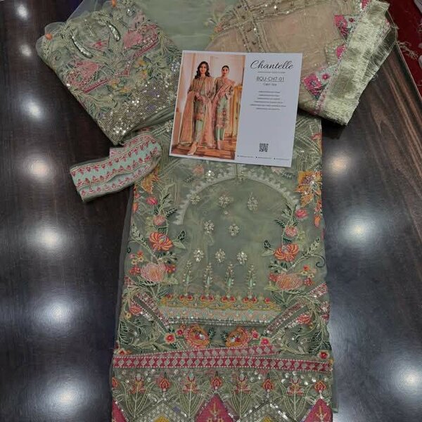 Beautiful 3pc unstitched embroidery dress
