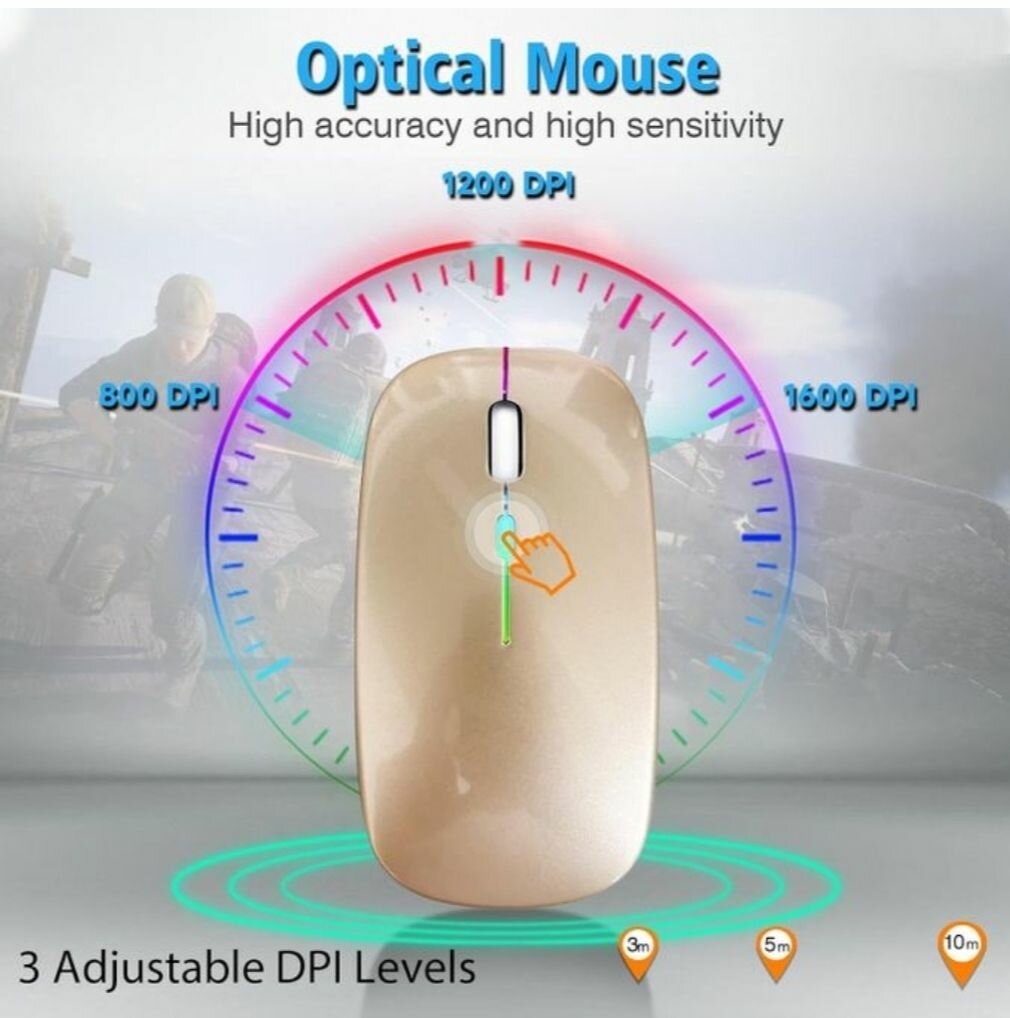 Souris sans fil rechargeable silencieuse