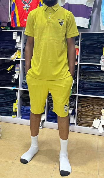 suit yellow t-shirt with shorts