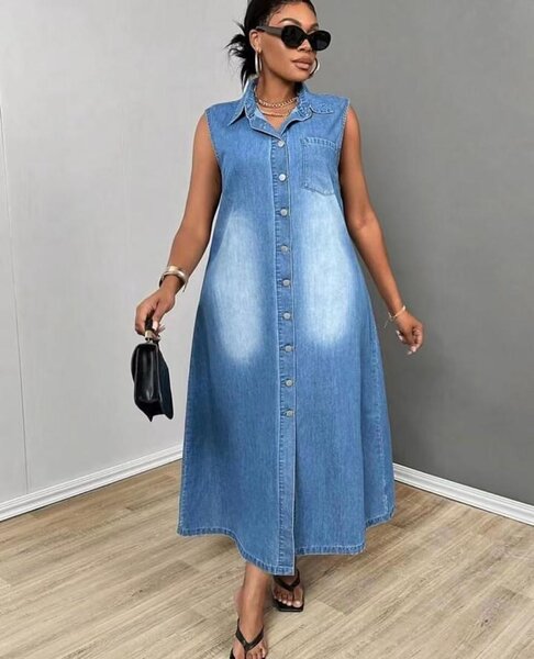 Robe en jean sans manches