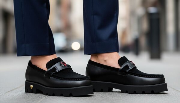 Chaussures homme mocassins en cuir noir