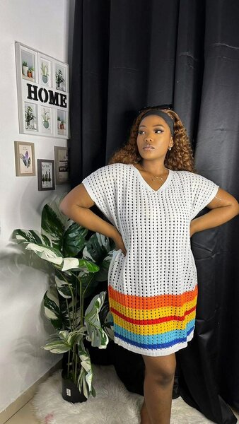 Robe tricot arc-en-ciel