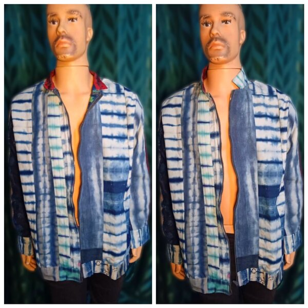 Surchemise indigo patchworkd