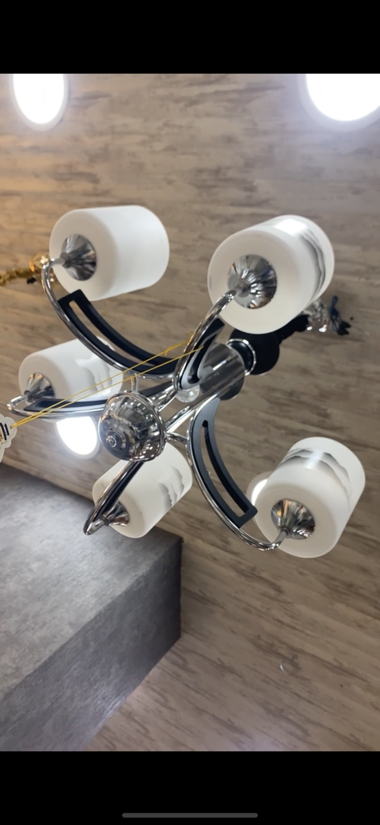 Luminaire plafonnier moderne 6 lampes chrome