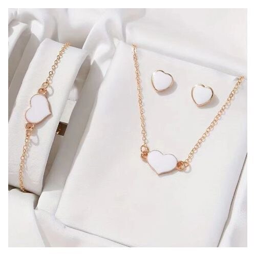 4PCS/Set Heart Pendant Jewelry Set Trendy Necklace bracelet
