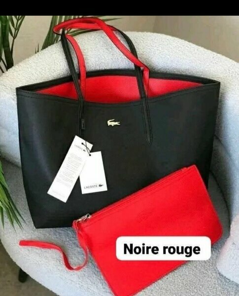 Sac cabas Lacoste noir et rouge