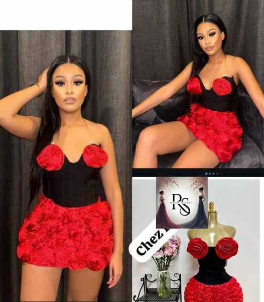 Robe corset fleurs rouge