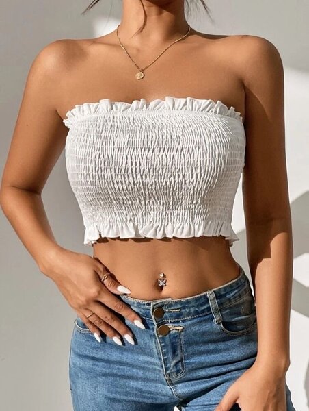 Top tube plissé femme