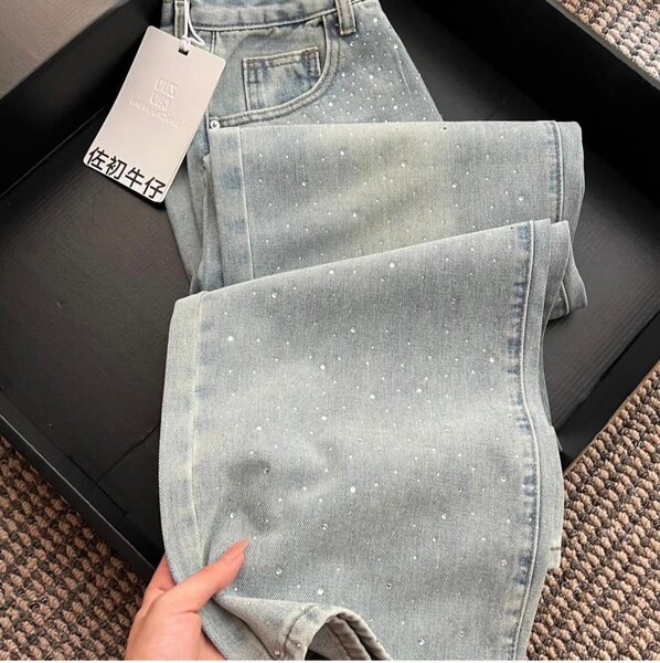 Jeans larges délavés fashion