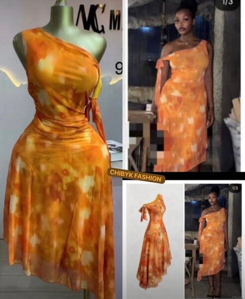 Robe asymétrique orange