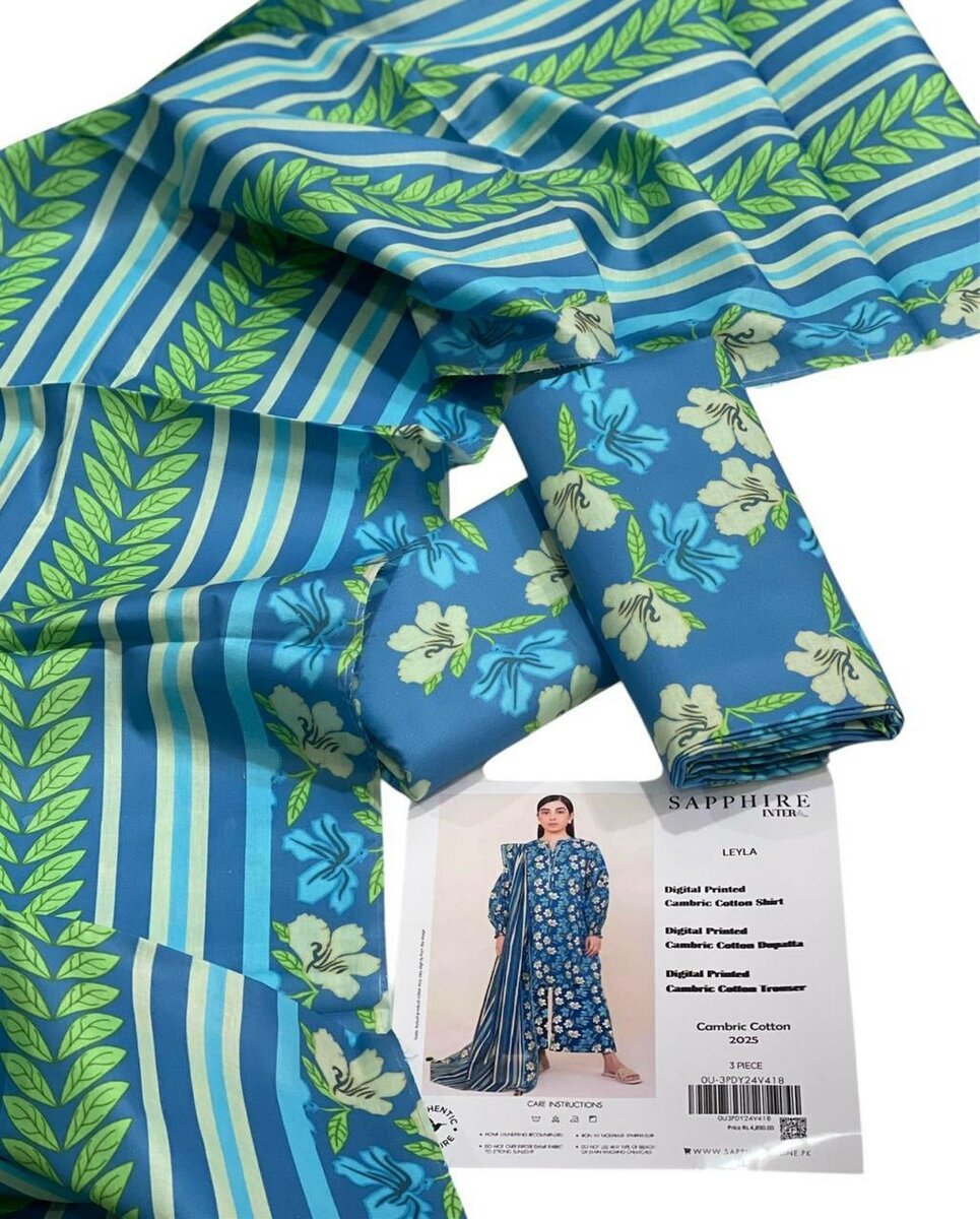 Sapphire, woman clot,cambric cotton, three piece suit