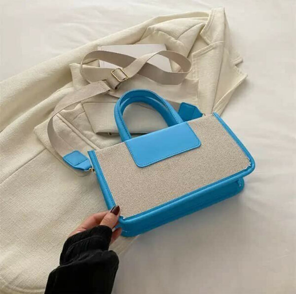 Sac à main en toile bleu