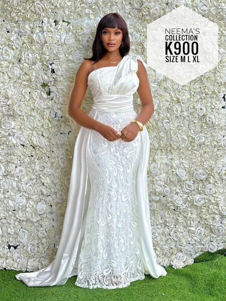 Women's long evening dress in   white