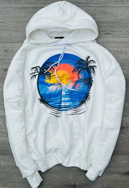 Sweat à capuche imprimé plage