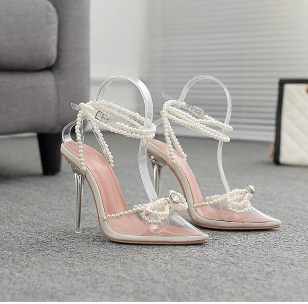 Transparent strappy heel
