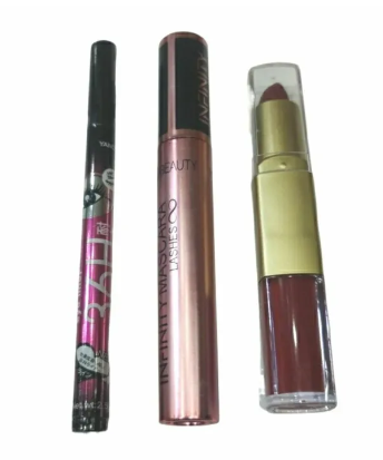 Mascara + eyeliner pencil + lipstick and lipgloss deal