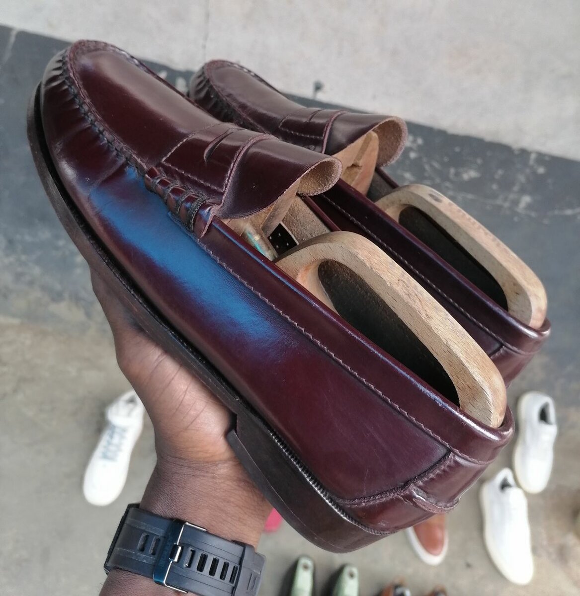 Mocassins en cuir marron homme