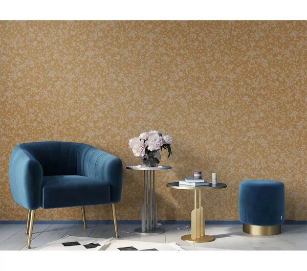 Papier peint floral doré