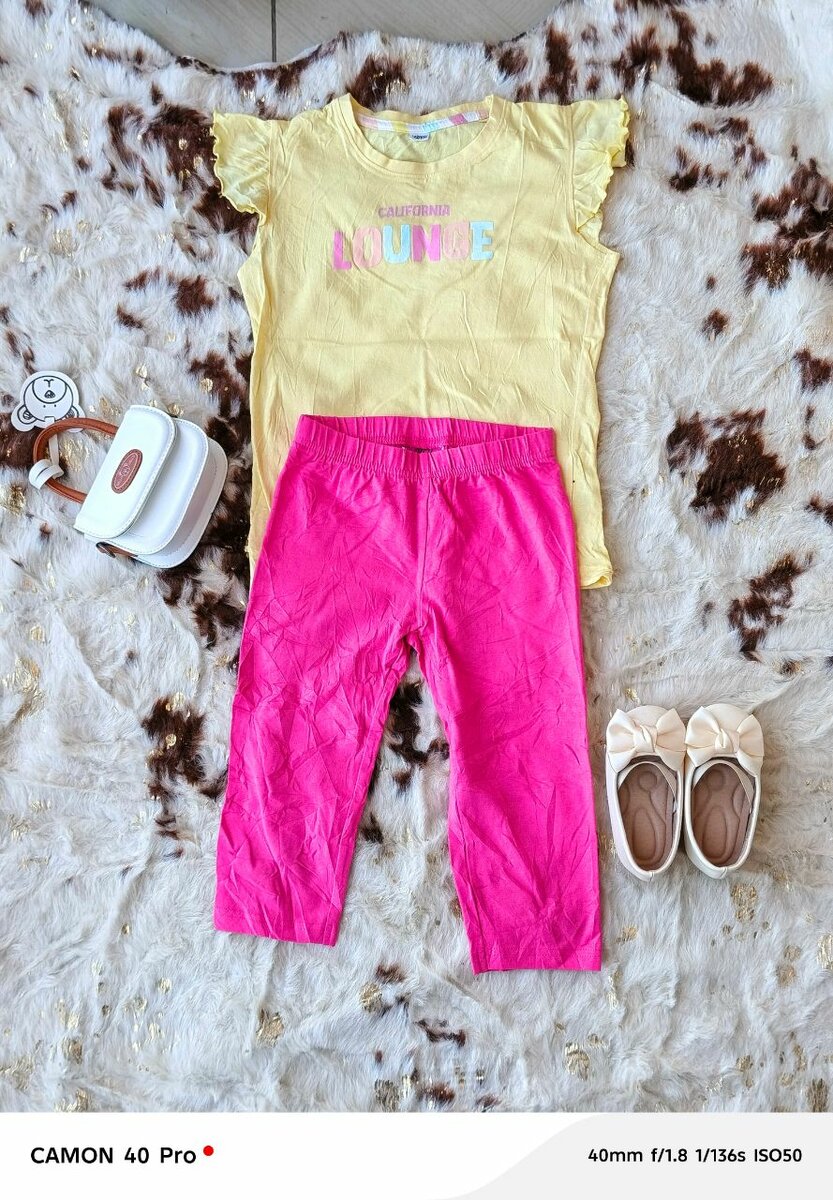 Ensemble fille jaune et rose