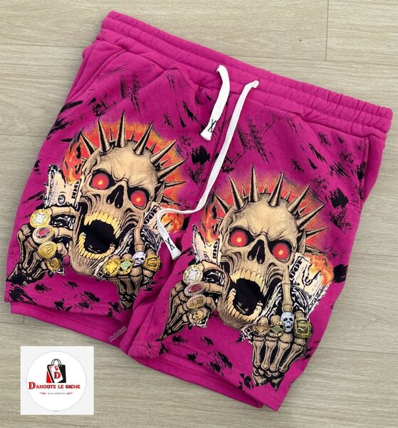 Short de sport violet avec crâne