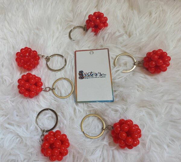 Porte-clés perles rouges