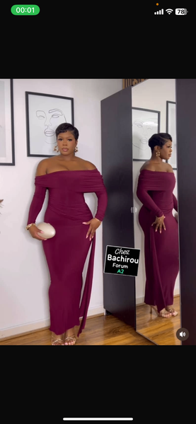 Robe élégante longue bordeaux