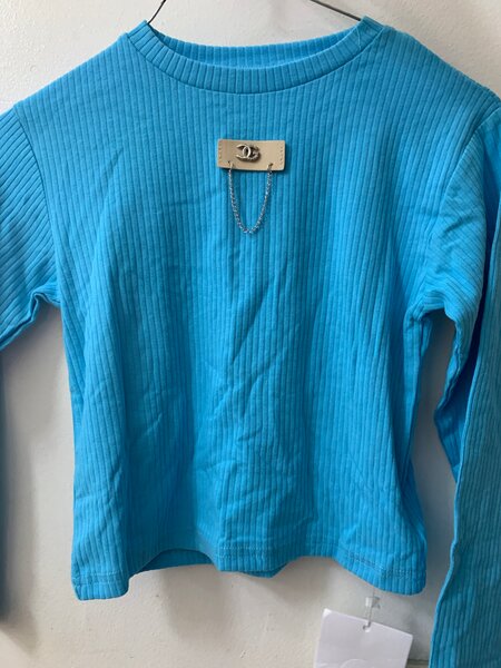 T-shirt côtelé bleu unisexe