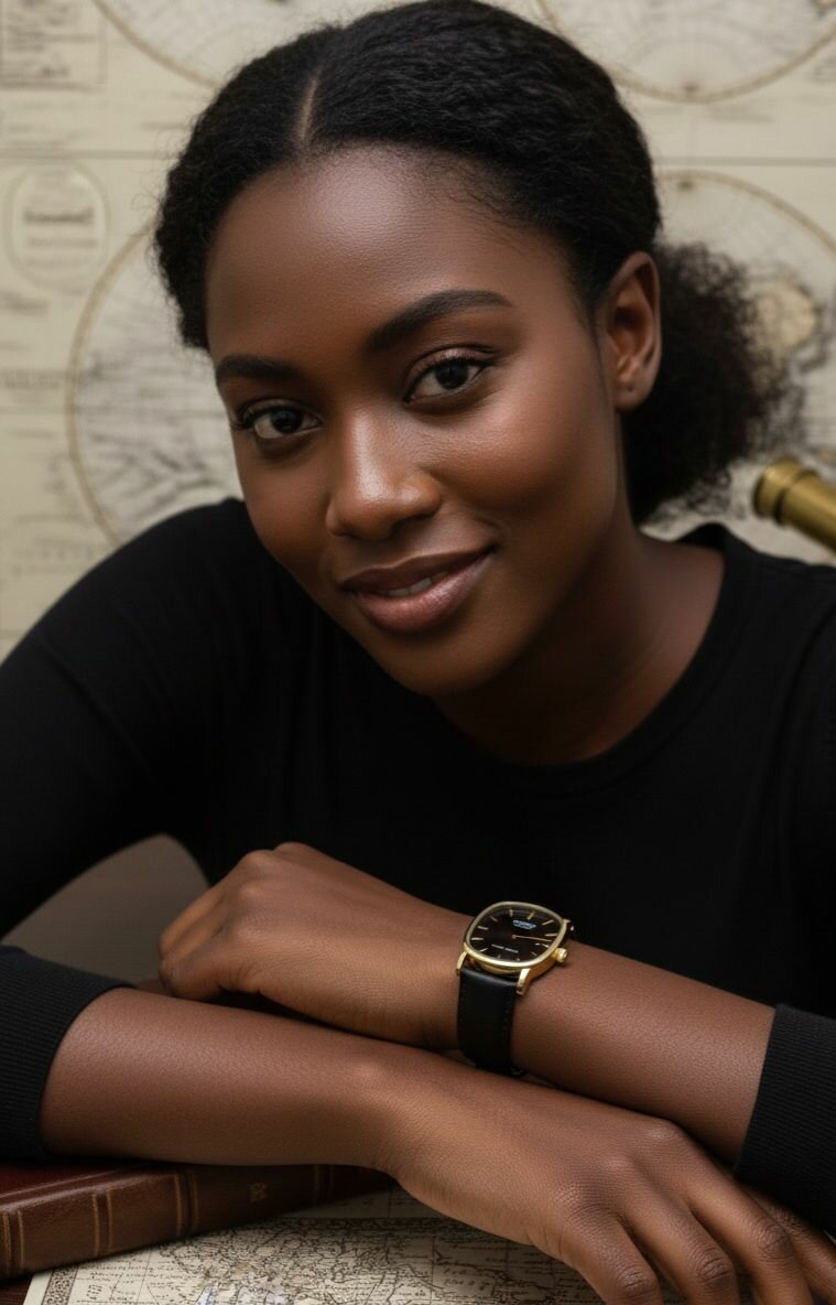 Montre élégante en cuir noir