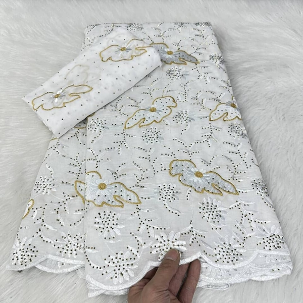 Chic Dentelle avec style 7 yards 👌 + voile avec Broderie, 2,5 yards 