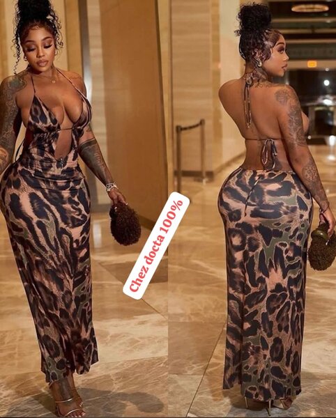 Robe longue léopard sexy