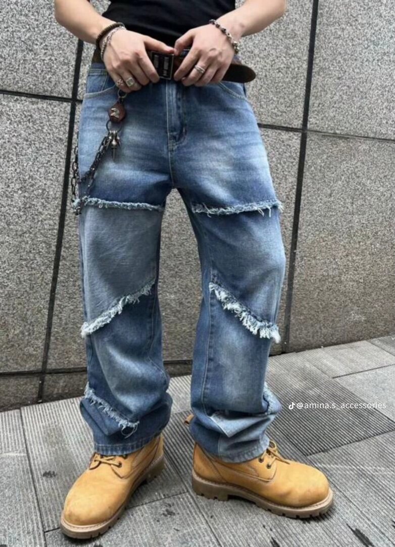 Jeans mode déchirée rétro