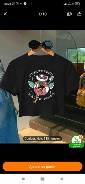 T-shirt Femme Été Noir