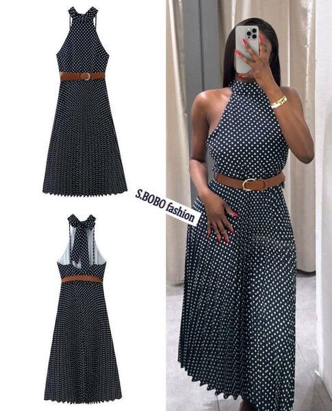 Robe à pois sans manches chic