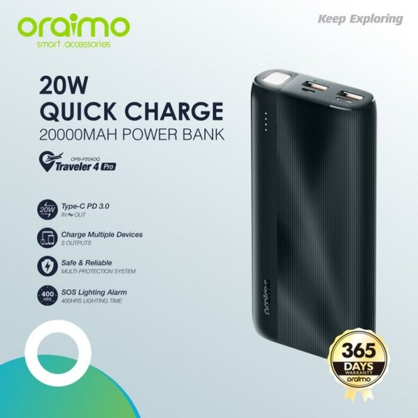 Oraimo 20W 20000mAh Power Bank