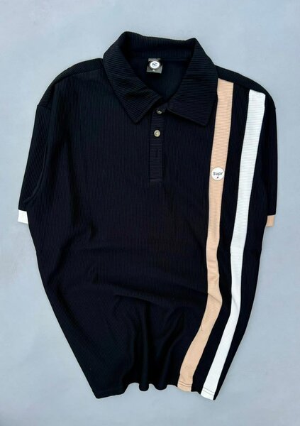 Polo tendance à rayures unisexes