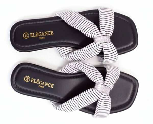 Sandales rayées noir & blanc