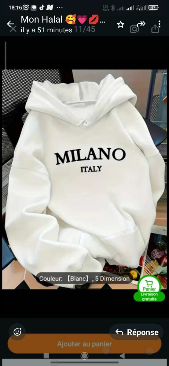 Sweat à capuche Milano blanc